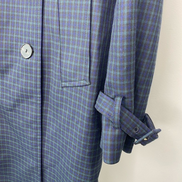 Sandro Blue Rosale Windowpane Check Woven Coat Sz 6 - Picture 7 of 16
